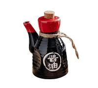 Style Bottiglia per salsa di soia con beccuccio antigoccia, contenitore per condimenti per sushi, sashimi, aceto, olio, ampolla per cucina e tavolo da pranzo (nero)