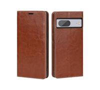 (Style C Google Pixel 7 5G, Light brown) For Google Pixel 7 5G Cell Phone Case Crazy Horse Texture Wallet Stand Genuine Flip Phone Cover