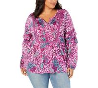 Style & Co. Donna Floreale a Balze Maniche Baby Doll Camicetta Viola Taglie