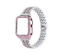 (Style D Apple Watch Series 6 4, Multicolor) 5 Beads Watchband Wrist Strap+PC Watch Case Protective Cover for Apple Watch Series 6/5/4/SE 40mm