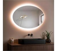 STYLE GLASS MOSES 80x60cm - Specchio con Striscia LED 4000K - Specchio bagno Ovale MOSES - Specchio da parete - Specchio con led - Specchiera Bagno Made in Italy Bordo Filo Lucido Moderno