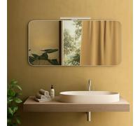 STYLE GLASS Specchio Bagno con luce Led Superiore EFESO 120x60 cm, Specchiera Bagno con Lampada Applique