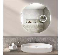 STYLE GLASS Specchio Bagno GENIUS ø80 cm Touch+ Anti-Appannante, Specchio con Ingranditore Rotondo LED 4000k, Specchio per Bagno Made in Italy con striscia led