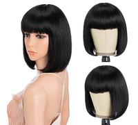 Style Icon Parrucca capelli veri Bob Wig Human Hair Wigs for Black Women No Lace Front Wigs Glueless Wigs with Baby Hair 150% Density (10 pollici, 1B)
