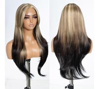 Style Icon Parrucca con frangia per tende HD con pizzo frontale, lunghezza 66 cm, parrucca sintetica a strati con pizzo frontale, 33 x 12 x 2 cm, per uso quotidiano (TT4/18/24D)