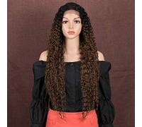 Style Icon - Parrucca sintetica con lace front, lunga e riccia, 71 cm, con riga centrale e baby hair, castana, parrucca da donna, in fibra resistente al calore