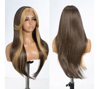 Style Icon Skunk - Parrucca a righe con frangia per tende, lunghezza 66 cm, parrucca sintetica a strati con pizzo frontale, 33 x 13 x 1 cm, per uso quotidiano e feste (HL10A/26F)