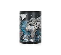 -style Mappa del mondo decorativo unico posacenere per sigarette con coperchio a prova di odore in acciaio inox portatile senza fumo esterno sigaretta Butt Container piccolo posacenere per auto
