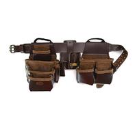 Style n Craft Pro Framer, cintura portautensili con 4 e 22 tasche, 2 tasche porta attrezzi, 4 tasche e 1 passante per martello in pelle, cintura porta attrezzi in pelle pieno fiore, marrone scuro
