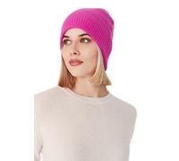 Style Republic - Berretto da donna a costine, 100% cashmere, morbido ed elastico, con bordo a costine, caldo berretto invernale, fucsia, Taglia unica