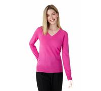 Style & Republic Maglione da donna con scollo a V, elegante in 100% cashmere - Il tuo morbido maglione di alta qualità per momenti eleganti in autunno e inverno, fucsia, S
