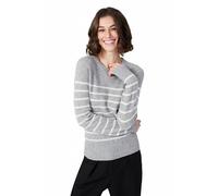 Style & Republic Maglione da donna in cashmere elegante in 100% cashmere - Il tuo morbido maglione a maglia di alta qualità per eleganti momenti autunnali e invernali, strisce grigie e bianche, L