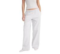 Style & Republic Pantaloni da jogging da donna in cotone | gamba larga, elastico in vita con coulisse, pile ultra morbido, per yoga e tempo libero, pantaloni con tasche, grigio chiaro, S