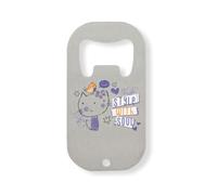 Style with Soul - Apribottiglie in acciaio INOX, motivo: gatto e uccellino, colore: Argento