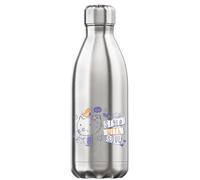 Style with Soul - Borraccia termica termica con disegno di gatto e uccellino, colore: argento