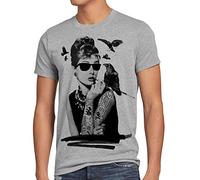 style3 Audrey Tatuaggio T-Shirt da Uomo Hollywood Star Hepburn, Dimensione:, Colore:Grigio Melange