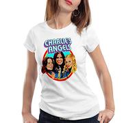 style3 Charlies Angels T-Shirt da Donna Farrah Fawcett Serie televisa, Colore:Bianco, Dimensione: