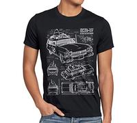 style3 ECTO-1 Cianografia T-Shirt da Uomo acchiappafantasmi, Dimensione:, Colore:Nero