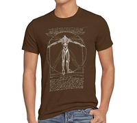 style3 Evangelion Vitruviano T-Shirt da Uomo Anime Robot Kaiju, Dimensione:M, Colore:Marrone