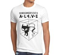 style3 Gatto di Schrödinger T-Shirt da Uomo, Dimensione:S;Colore:Bianco