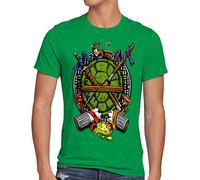 style3 Hero Tartarughe T-Shirt da Uomo Turtles Teenage Ninja mutanti Comic, Dimensione:3XL, Colore:Verde