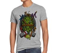 style3 Hero Tartarughe T-Shirt da Uomo Turtles Teenage Ninja mutanti Comic, Dimensione:, Colore:Grigio Melange