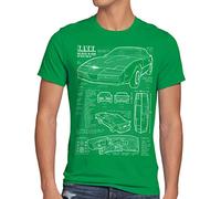 style3 K.I.T.T. T-Shirt da Uomo Cianografia Michael Knight 2000 Black Rider, Dimensione:, Colore:Verde