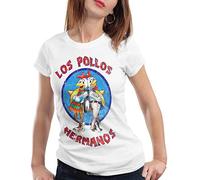 style3 Los Pollos T-Shirt da Donna, Colore:Bianco, Dimensione: