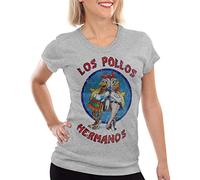 style3 Los Pollos T-Shirt da Donna, Colore:Grigio Melange, Dimensione:S