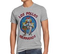 style3 Los Pollos T-Shirt da Uomo, Dimensione:L;Colore:Grigio Melange