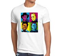 style3 Pop Art Horror T-Shirt da Uomo Freddy jasonn Michael Leatherface Warhol, Dimensione:, Colore:Bianco