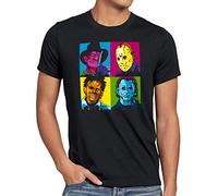 style3 Pop Art Horror T-Shirt da Uomo Freddy jasonn Michael Leatherface Warhol, Dimensione:, Colore:Nero