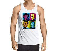 style3 Pop Art Horror Tank Top Uomo Canotta Canottiera Freddie jasonn Michael Leatherface Warhol, Dimensione:, Colore:Bianco