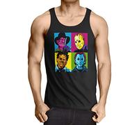 style3 Pop Art Horror Tank Top Uomo Canotta Canottiera Freddy Jason Michael Leatherface Warhol, Dimensione:XXL, Colore:Nero
