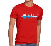 style3 Sheldon City Sound Wave T-Shirt da Uomo, Dimensione:XL;Colore:Rosso