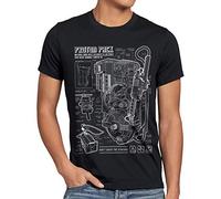 style3 Zaino Protonico Cianografia T-Shirt da Uomo Fantasma Proton Pack, Dimensione:, Colore:Nero