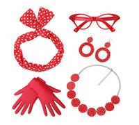 (Style5-Red) Accessori Rockabilly anni '50, abiti retrÃ², accessori da donna con sciarpa in chiffon da