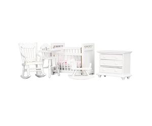 Stylebest 1:12 Set di Mobili per Casa delle Bambole Simpatico Armadio in Miniatura per Culla per Bambino con Sedia a Dondolo per la Scena della Casa delle Bambole 5 Pezzi Betulla