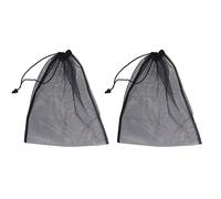 Stylebest 2 robuste borse sportive con coulisse per viaggi e stoccaggio, in rete di poliestere resistente per palline da tennis, badminton e scarpe, 40 x 33 cm, nero