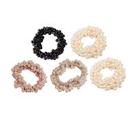 Stylebest 5 elastici per capelli con perle, resistenti, belli per feste, viaggi, scuola, casa, moda