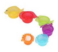 Stylebest Bicchieri Impilabili per Bambini, Giocattoli da Bagno, Colorati, Educativi, a Forma di Pesce, Divertenti per Fare il Bagno e Giocare in Spiaggia, 6 Pezzi