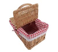 Stylebest Cestino da Picnic in Vimini con Coperchio Cesto per Raccolta da Giardino Durevole e di Alta qualità per Riunioni di Famiglia in Campeggio 30x20x15 Cm (Griglia Rossa)