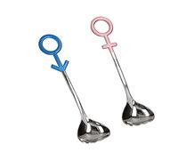 Stylebest Elegante Cucchiaio per Coppia Cucchiaino da caffè Durevole in Acciaio Inossidabile 304 per Cene Romantiche 2 Pezzi (blu rosa argento)