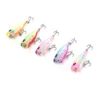 Stylebest Esche da Pesca Galleggianti da 5 Pezzi, Esca Artificiale Mini Popper per la Pesca D'acqua Dolce, Colori Vivaci per la Cattura di Laghi e Fiumi