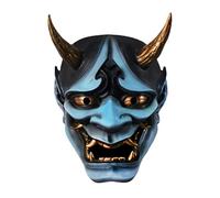 Stylebest Faccia per il Cosplay Giapponese di Halloween, Copertina in Resina Horror, Copertina di Demoni Fantasma, Copertina del Viso Samurai Demon Oni, Copertina per le Performance del (Blu)