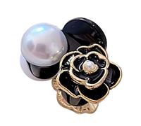 Stylebest Fermaglio per Capelli Fiore di Camelia con Accenti di Perle Elegante e Multifunzionale per L'home Office 1 Pezzo (Nera)