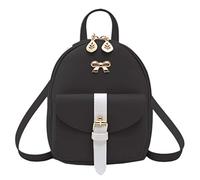 Stylebest Mini Borsa a Tracolla, Zaino Doppio Uso con Foro per le Cuffie da Donna, Piccola Borsa a Tracolla in Pelle PU con Decorazione a Fiocco, 17x8x19 Cm (nera)