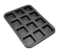 Stylebest Mini Teglie per Pane, Set da 12, Resistenti, Antiaderenti in Acciaio Al Carbonio, per Brownies e Feste con Cottura del Pane. (Teglia quadrata nera extra spessa da 12 pezzi)