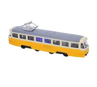 Stylebest Modello di Simulazione in Lega di Giocattolo per Auto da Tirare Indietro 1:90 per Bambini con Luce Sonora per la Decorazione Regalo dei Bambini (tram classico giallo)