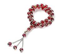 Stylebest Perline di Preghiera Musulmane, Braccialetto Rosario in Resina 33 con Incisione Araba Allah Muhammad, per il Culto Musulmano Regali Islamici Mediorientali (rossa)